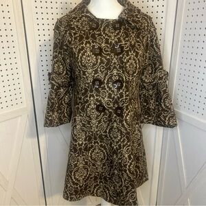 “Neslay Paris Wool Blend Jacquard Dress Coat Boho Vintage Style Jacket Size M